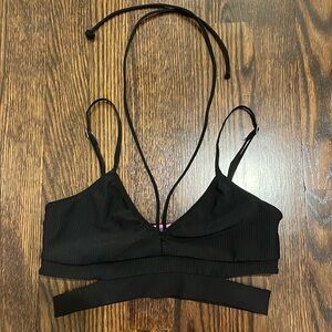 Edikted Black Halter double strap crop top